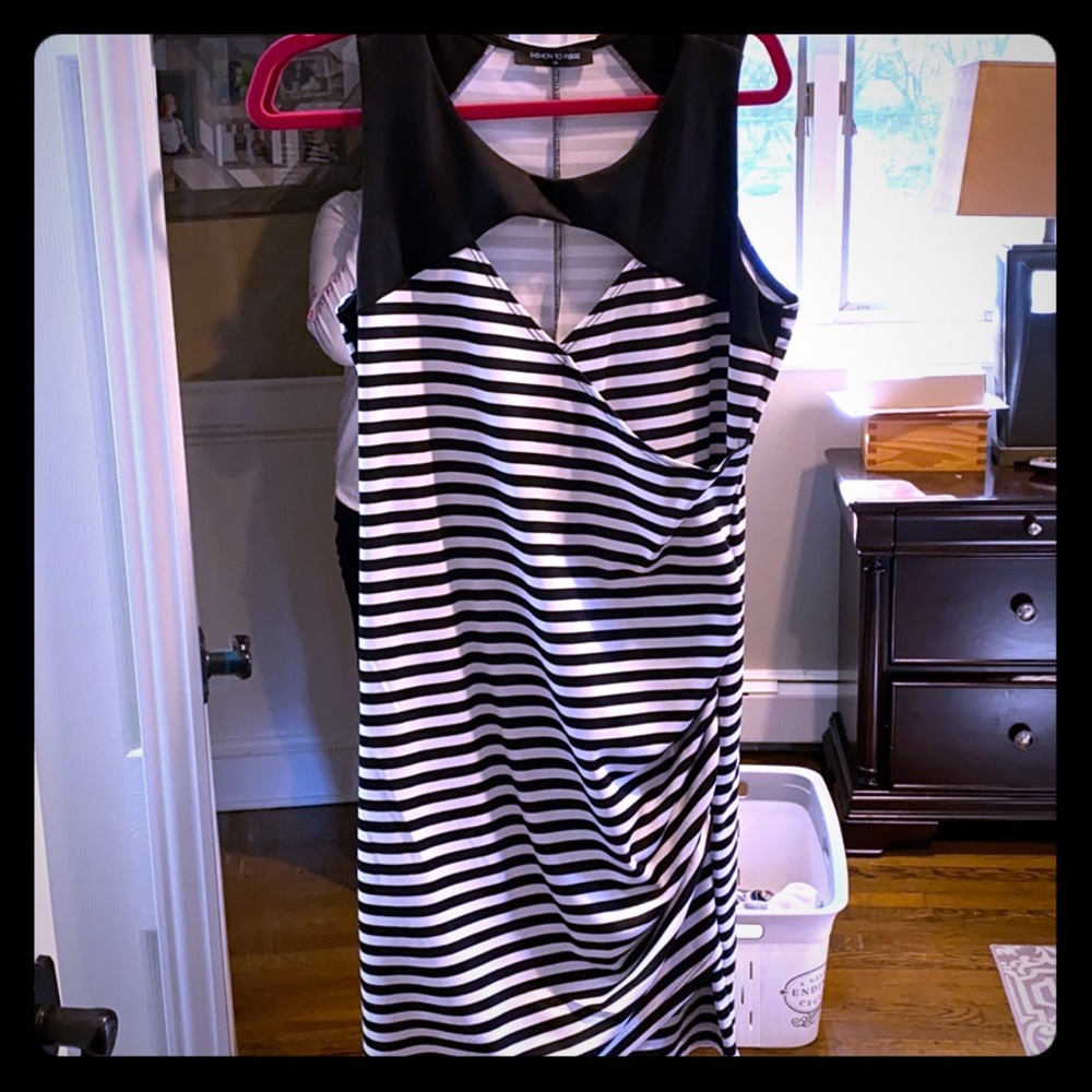 Black with stripe mini dress